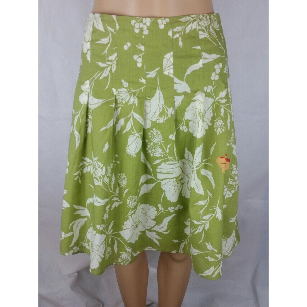 Old Navy Women's (4) Green with Tropical Floral Print Pleated Skirt-Lined